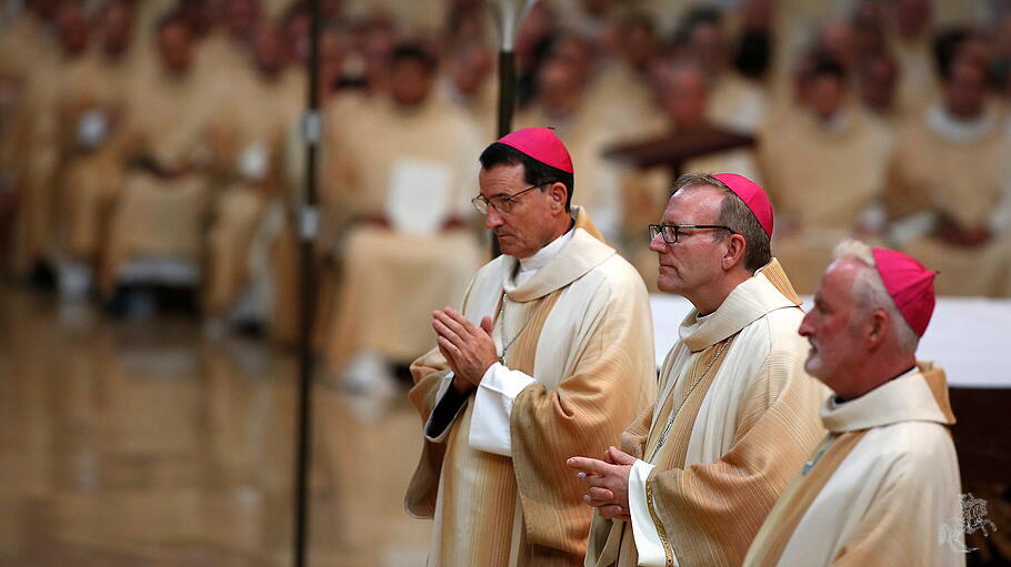 Bischof Robert Barron (Mitte) berichtet von seinen Eindr&uuml;cken der Weltsynode auf seiner Website.