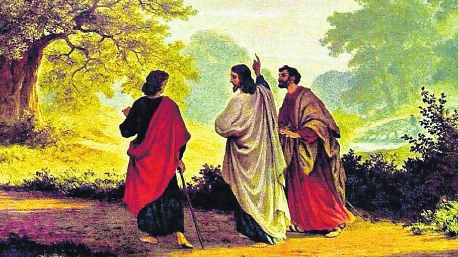 Jesus ist mit seinen Jüngern auf dem Weg.
