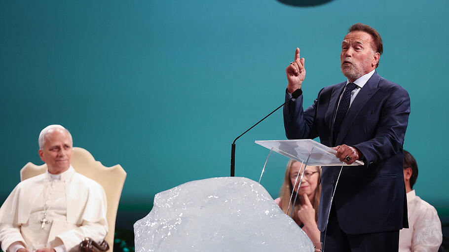 Arnold Schwarzenegger mit Papst Franziskus