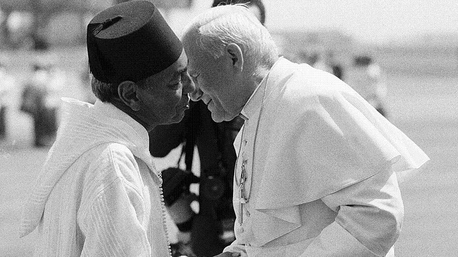 Papst Johannes Paul  II. mit dem marokkanischem König Hassan II.