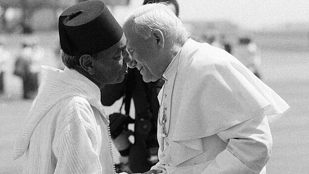 Papst Johannes Paul  II. mit dem marokkanischem König Hassan II.