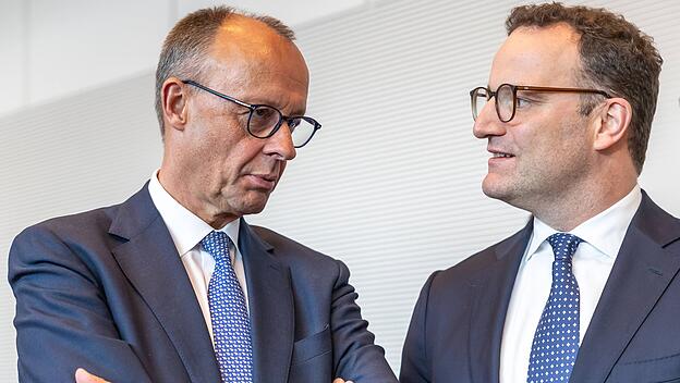 Bundeskanzler Friedrich Merz und der Unions-Fraktionsvorsitzende Jens Spahn