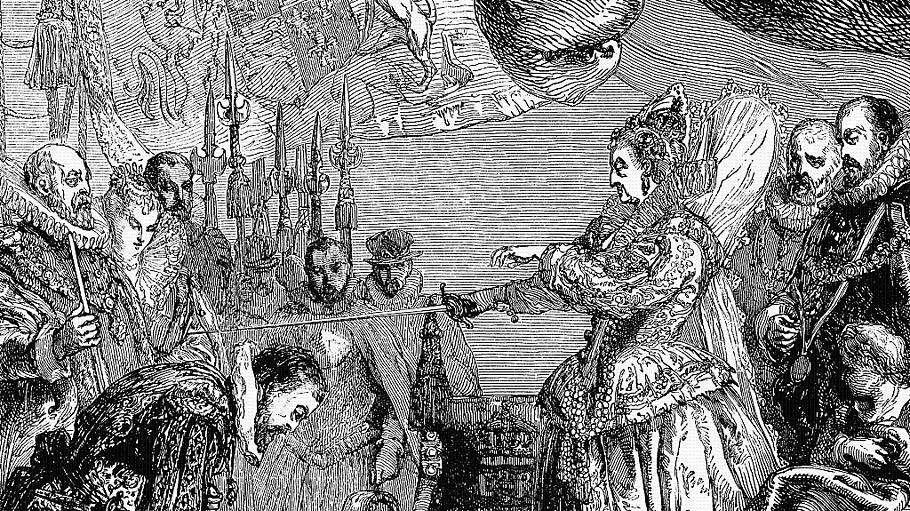 Ritterschlag von Elisabeth I. von England für Francis Drake
